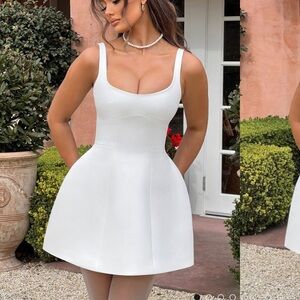 White Fit and Flare Sleeveless Mini Dress